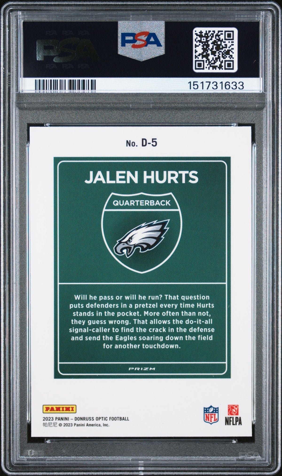 2023 Panini Donruss Optic Downtown! Jalen Hurts PSA 10