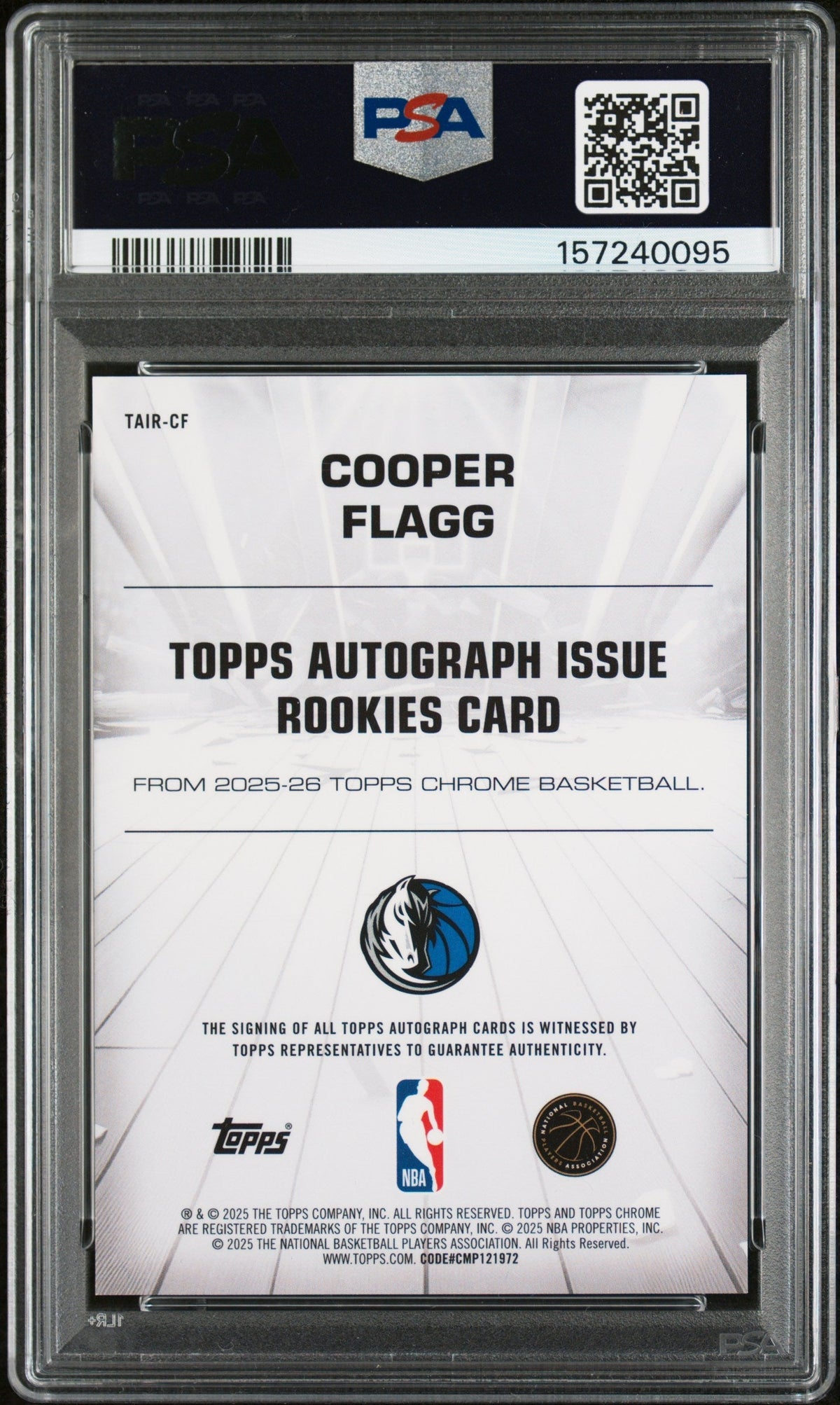 2025 Topps Chrome Autograph Issue Rookies Cooper Flagg Green Ref PSA 10